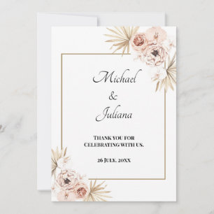 Elegante Blush Floral Danke Karte