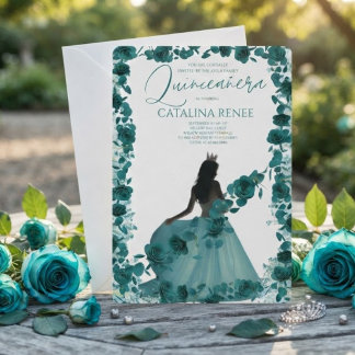 Elegante Blush Floral Quinceañera Einladung