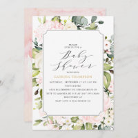 Elegante Blush Floral und Eucalyptus Baby Shower