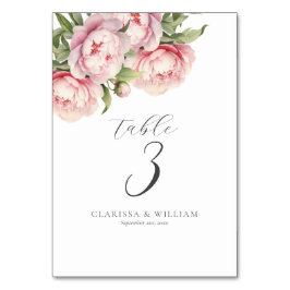 Elegante Blush Floral Wasserfarbe Weiße Hochzeit Tischnummer