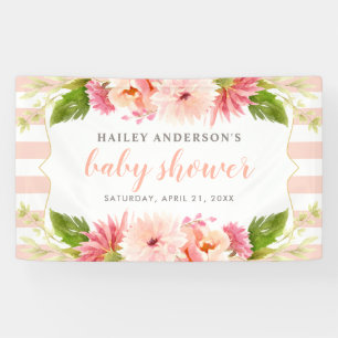 Elegante Blush Floral Watercolor Girl Dusche Banner