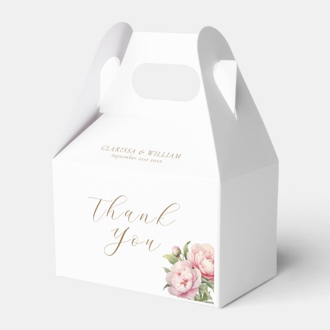 Elegante Blush Floral Watercolor Gold White Weddin Geschenkschachtel (Vorderseite)