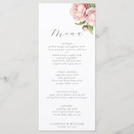 Elegante Blush Floral Watercolor Script Hochzeit Menükarte
