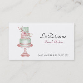 Elegante Blush Floral Wedding Cake Makers Bäckerei Visitenkarte