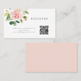 Elegante Blush Floral Wedding Registry Info Card Platzkarte