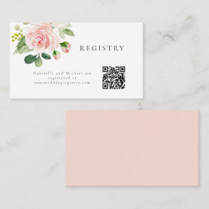 Elegante Blush Floral Wedding Registry Info Card Platzkarte