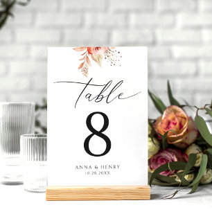Elegante Blush Floral Wedding Tischnummer