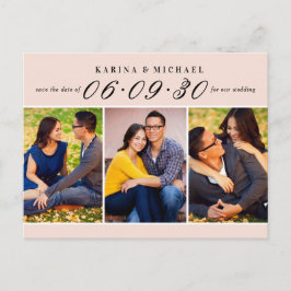 Elegante Blush Foto Collage Wedding Save the Date Ankündigungspostkarte