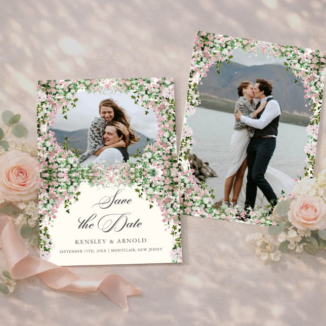Elegante Blush-Garten-Foto-Save-the-Date  Save The Date (Von Creator hochgeladen)