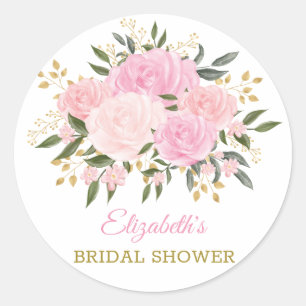 Elegante Blush-Gold-Blumen-Grün-Dankeschön-Geschen Runder Aufkleber