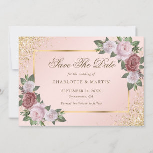 Elegante Blush Gold Confetti Hochzeit Save The Date