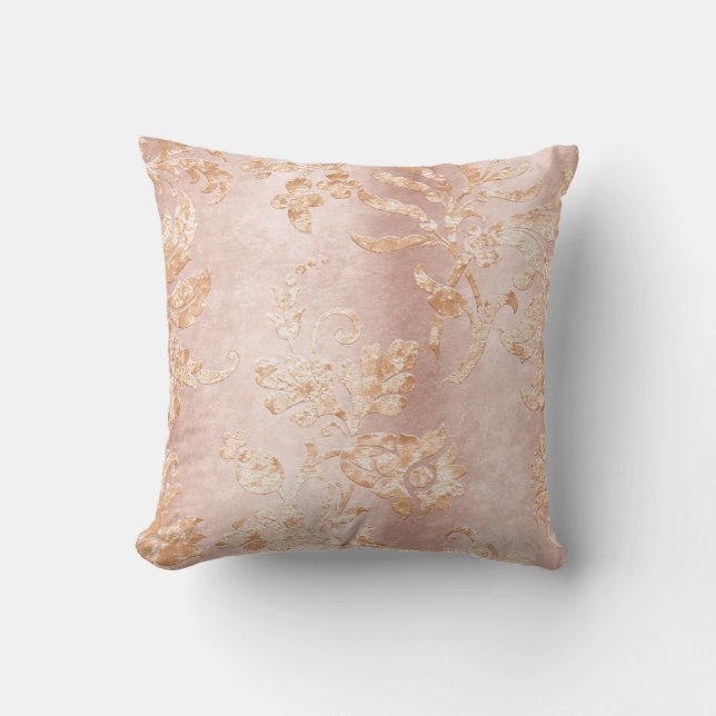 Elegante Blush Gold Damask Satin Hübsche Wohngesta Kissen (Vorderseite)