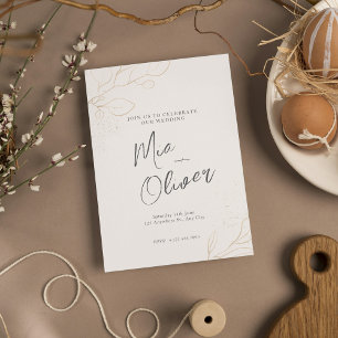 Elegante Blush Gold Moderne kalligraphische Hochze Einladung