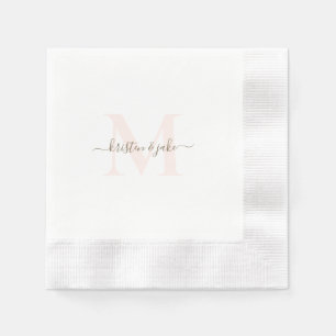 Elegante Blush & Gold Monogram Swash Wedding II Serviette