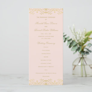 Elegante Blush Gold Vintager Glamour Hochzeit Programm