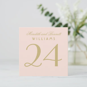 Elegante Blush Gold Wedding Monogram Tischnummer