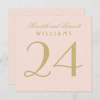 Elegante Blush Gold Wedding Monogram Tischnummer