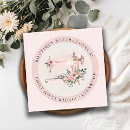 Elegante Blush Gray Nähmaschine Blumenmatte Quadratische Visitenkarte