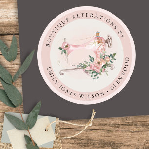 Elegante Blush Gray Nähmaschine Blumenmatte Runder Aufkleber