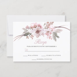 Elegante Blush & Gray Weiße Blütenhochzeit RSVP