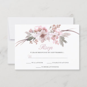 Elegante Blush & Gray Weiße Blütenhochzeit RSVP Karte