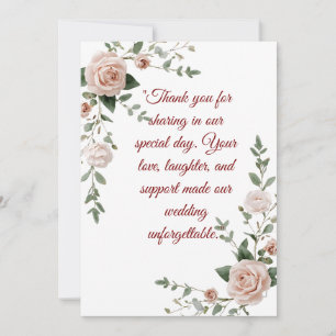 Elegante Blush & Greenery Wedding Dankeschön Card Dankeskarte
