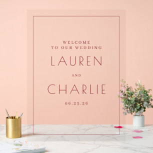 Elegante Blush-Hochzeitseinladung Acrylschild