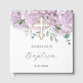 Elegante Blush Hydrangea Taufe Gästebuch