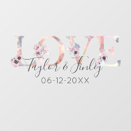 Elegante Blush Liebe Personalisiert Hochzeit Fensteraufkleber