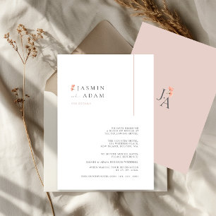 Elegante Blush-Minimal-Blumen-Hochzeitsdetails Begleitkarte