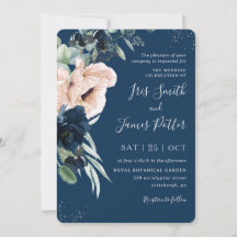 Elegante Blush Navy Blues Silver Wedding