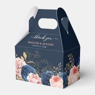 Elegante Blush & Navy Blumental Wedding Vielen Dan Geschenkschachtel