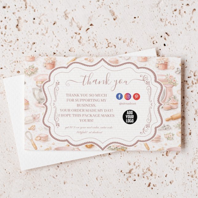 Elegante Blush-Pâtisserie-Bäckereigeschäft Dankeskarte (Von Creator hochgeladen)