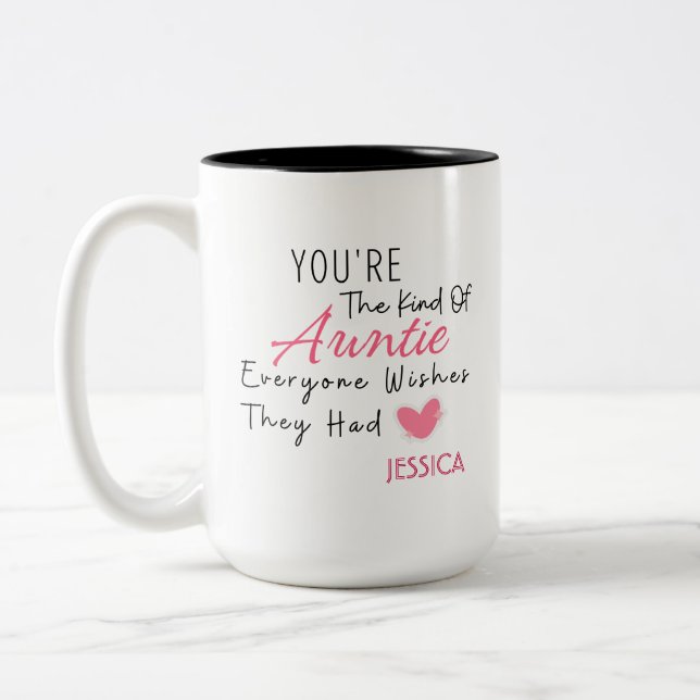 Elegante Blush Personalisierte Tante Geschenk Tass Zweifarbige Tasse (Links)