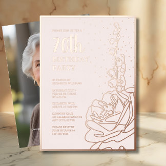 Elegante Blush Pink 70. Geburtstagsparty Folieneinladung