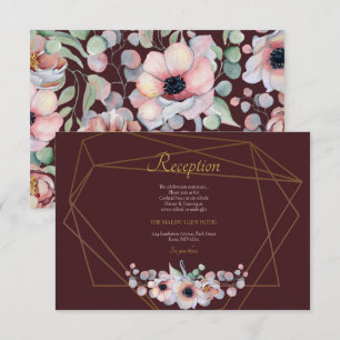 Elegante Blush-Pink-Anemone-Blumenmuster mit geome Begleitkarte