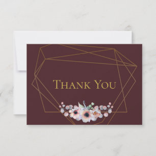 Elegante Blush-Pink-Anemonen-Blumen-Geometrische R Dankeskarte