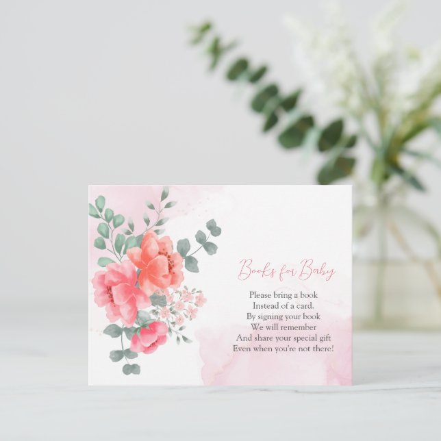 Elegante Blush Pink Aquarellbücher für Kinder Postkarte (Stehend Vorderseite)
