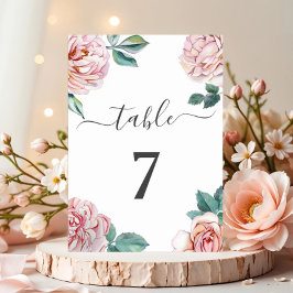 Elegante Blush Pink Bläserige Hochzeiten Tischnummer