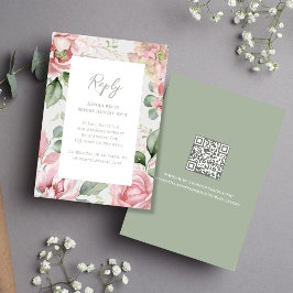 Elegante Blush Pink Bläserne Hochzeit RSVP Karte