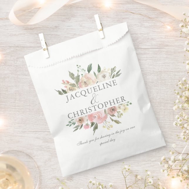 Elegante Blush Pink Bläserner Frühling Hochzeit Geschenktütchen (Ausgeschnitten)