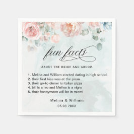 Elegante Blush Pink Bläserner Spaß Fakten Hochzeit Serviette