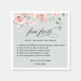 Elegante Blush Pink Bläserner Spaß Fakten Hochzeit Serviette