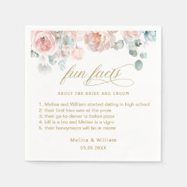 Elegante Blush Pink Bläserner Spaß Fakten Hochzeit Serviette