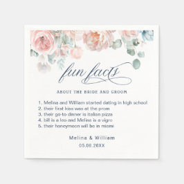 Elegante Blush Pink Bläserner Spaß Fakten Hochzeit Serviette