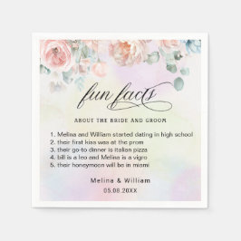 Elegante Blush Pink Bläserner Spaß Fakten Hochzeit Serviette
