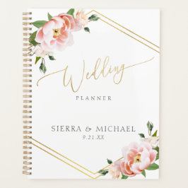 Elegante Blush Pink Bläserpeony Gold Wedding Planer