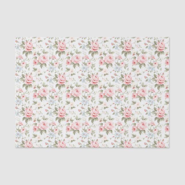 Elegante Blush Pink Blumenverpackung Seidenpapier (Vorderseite)