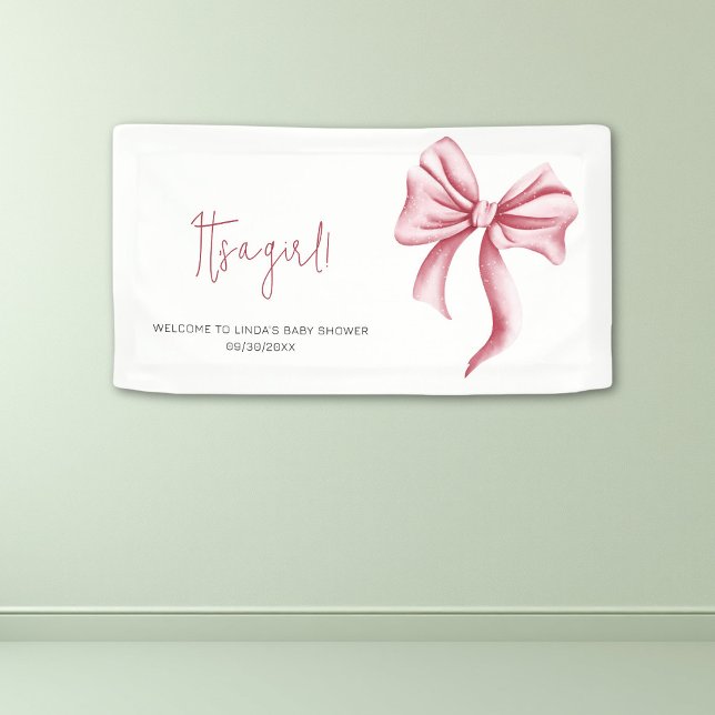 Elegante Blush Pink Bow Baby Dusche Banner (Von Creator hochgeladen)