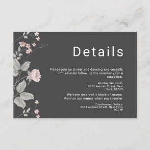 Elegante Blush Pink & Dark Gray Blues Hochzeit Begleitkarte
